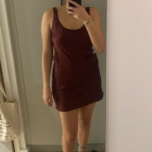 ASOS scoop neck mini satin slip dress in oxblood